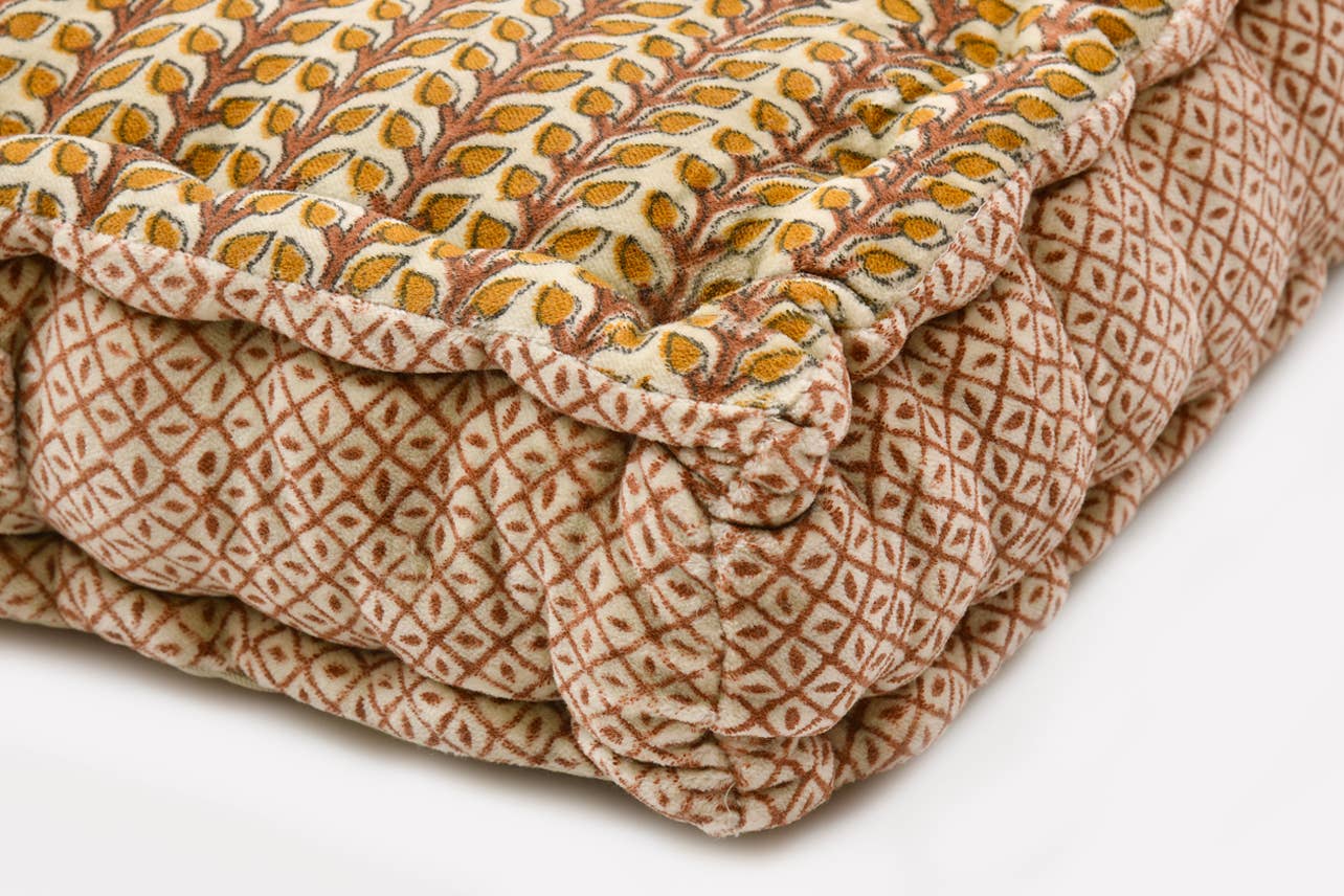 Verve Culture - Wholesale Meditatie benodigdheden - Meditatiekussen met blokprint 45 x 45 x 10 cm vierkant8