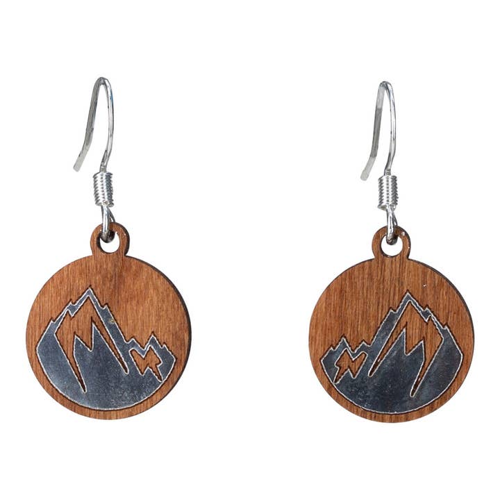 Woodcutts Inc. - Wholesale Dangle Earrings - Mountains Twig Earring with Silver Foil Accent