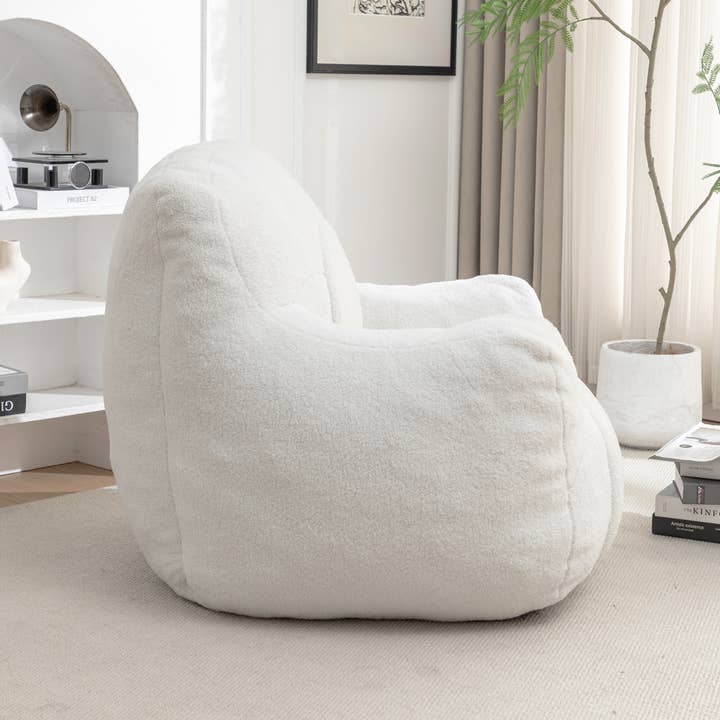 White Bean Bag Chair Sofa with Tufted Memory Foam Filling for wholesale on Faire6