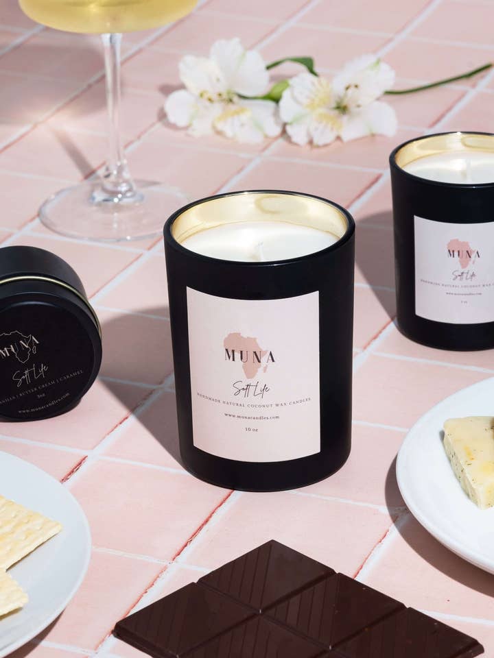 Soft Life Vanille-Buttercreme-Glaskerze für den Großhandel von Muna Candles