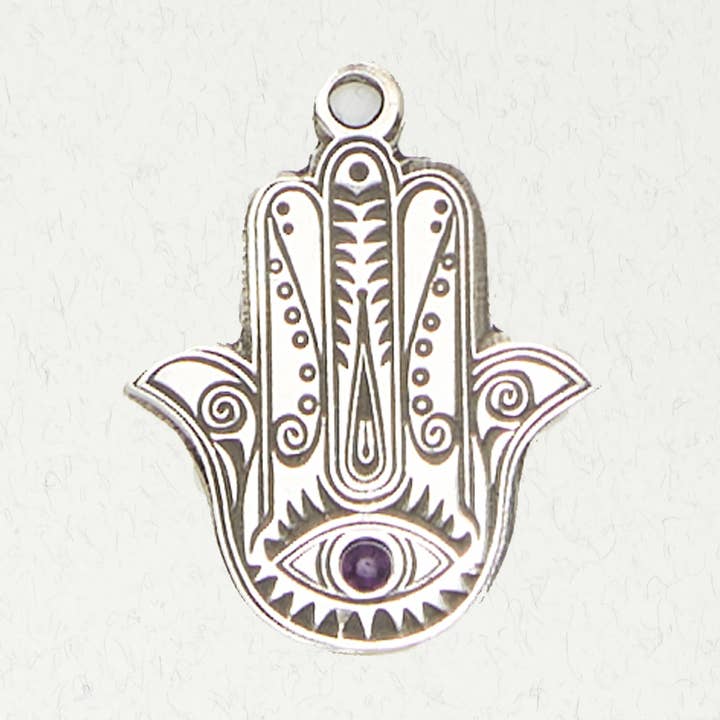 Judaic Pewter Pendant Necklace - Hamsa for wholesale by Nirvana LLC