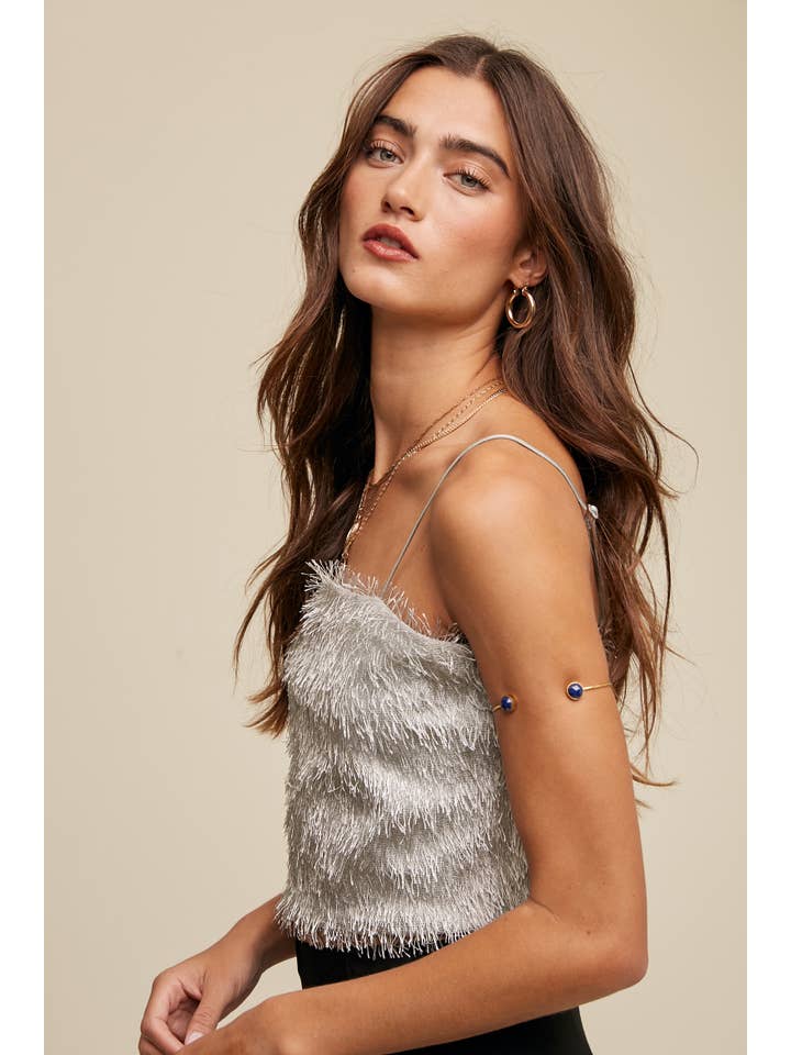 Listicle - Wholesale Camisole - Women's - Metallic Eyelash Knit Cami Top LT13159