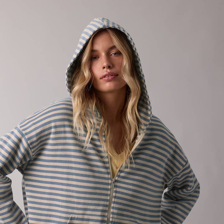 STRIPED ZIP UP HOODIE JACKET / WL25-11085 and other Purchase Wholesale hoodie jacket. Free Returns & Net 60 Terms on Faire trending on Faire.