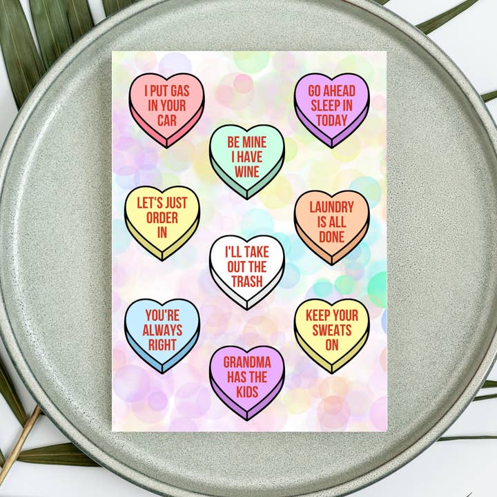 Carte de vœux réaliste « Conversation Hearts », intérieur vierge pour la vente par Beautiful Mind Design