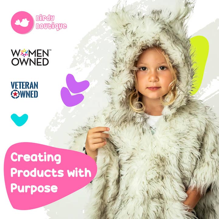 Birdy Boutique LLC. - Wholesale Poncho Towel - Kids & Baby - Faux Fur and Watercolor Flowers Car Seat Poncho for Toddlers7