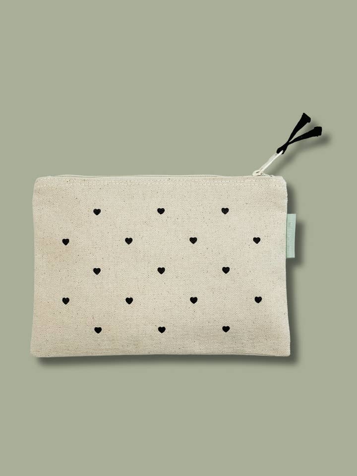 Hearts Small Canvas Zipper Pouch for wholesale by Smiles + Heart