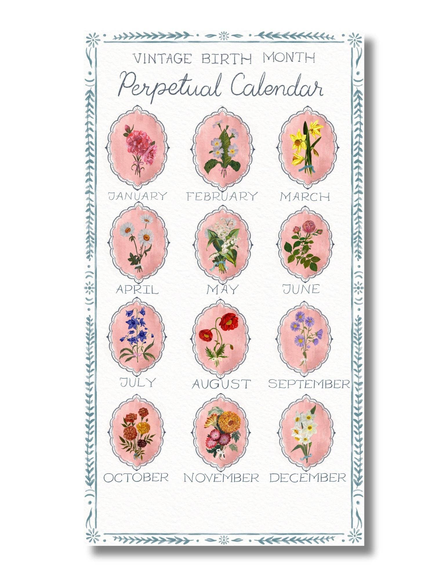 glad you're here co - Wholesale Calendar - Birth Month Flower Perpetual Calendar | Vintage Floral Wall Hanging Calendar | Birthday Calendar | Notes & Special Dates Organizer5