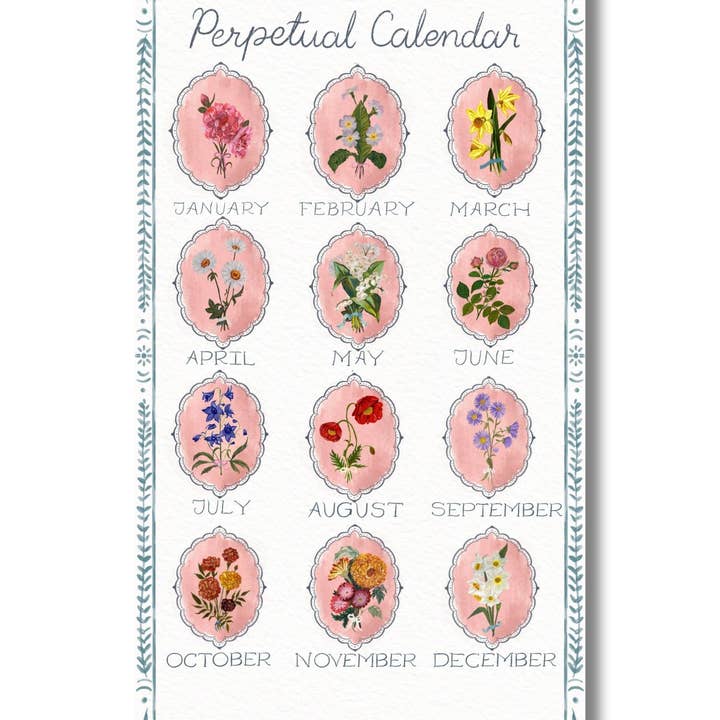 glad you're here co - Wholesale Calendar - Birth Month Flower Perpetual Calendar | Vintage Floral Wall Hanging Calendar | Birthday Calendar | Notes & Special Dates Organizer5