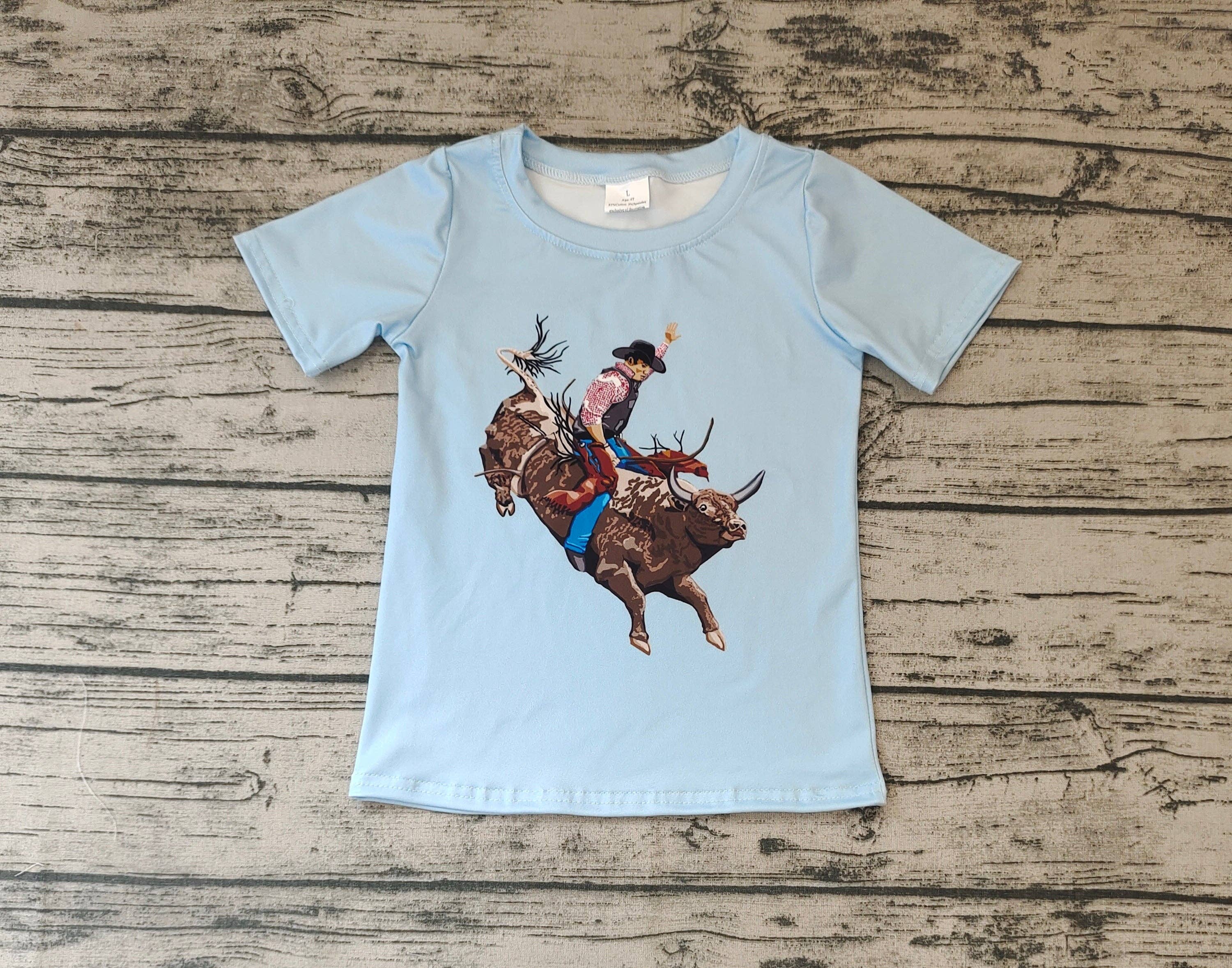 Aier Wholesale - Wholesale Screen Printed T-Shirt - Kids - Baby Boys Western Cows Short Sleeve Shirts Tops1