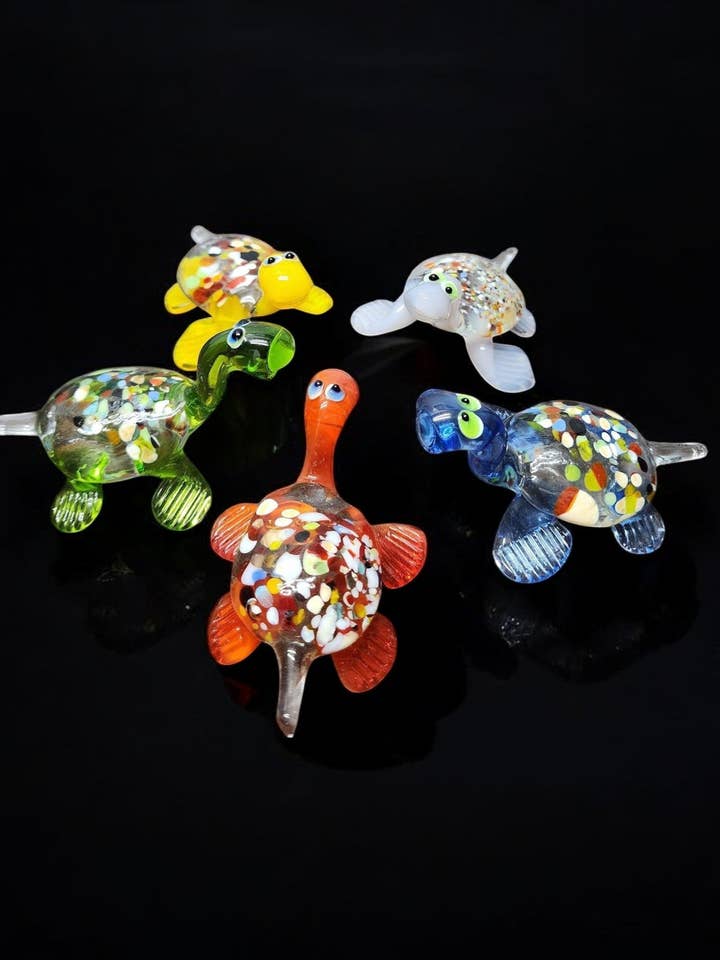 Naturally Colored Glass Figurine - Handcrafted - Turtle Design for wholesale by Glass by Iness