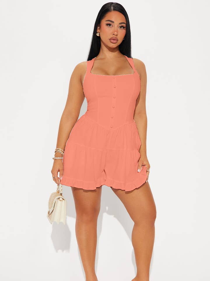 5besties inc – wholesale Byxdress - Dam – Smockad romper med volanger i lager på ryggen0