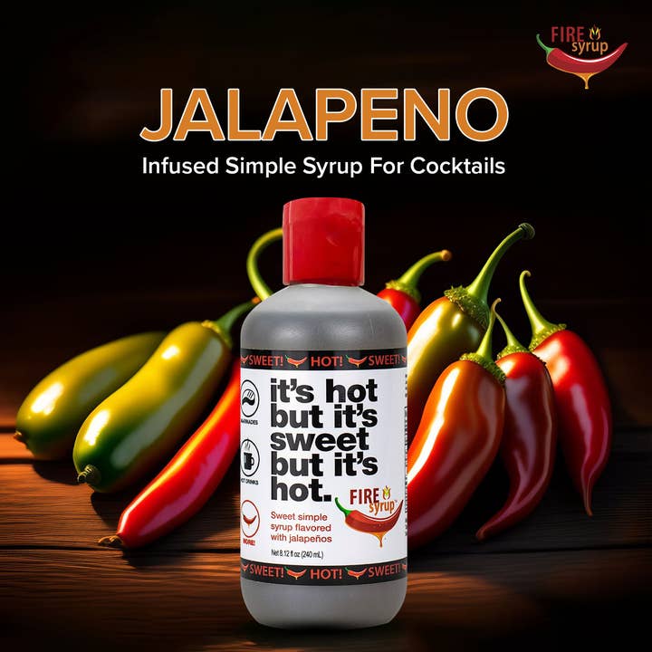 Fire Syrup - Jalapeno Infused Simple Syrup - 8 Oz. Bottle for wholesale by Fire Syrup