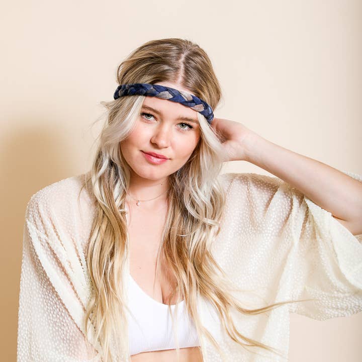 Leto Accessories - Wholesale Fashion Headband - Women's - Tie Dye Braided Headwrap - Free Spirit Expression