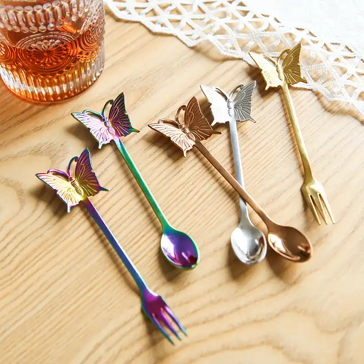 Sostraw & SmartThings - Wholesale Table Spoon (Cutlery) - Butterfly Spoon - For Tea, Coffee or Dessert - 4 colors8