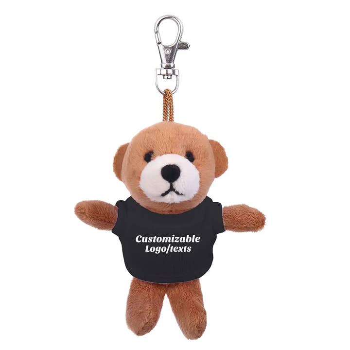 Llavero de Peluche de Oso Marrón Personalizado de 4″ con Camisetas Personalizadas para venta al por mayor de Plushland