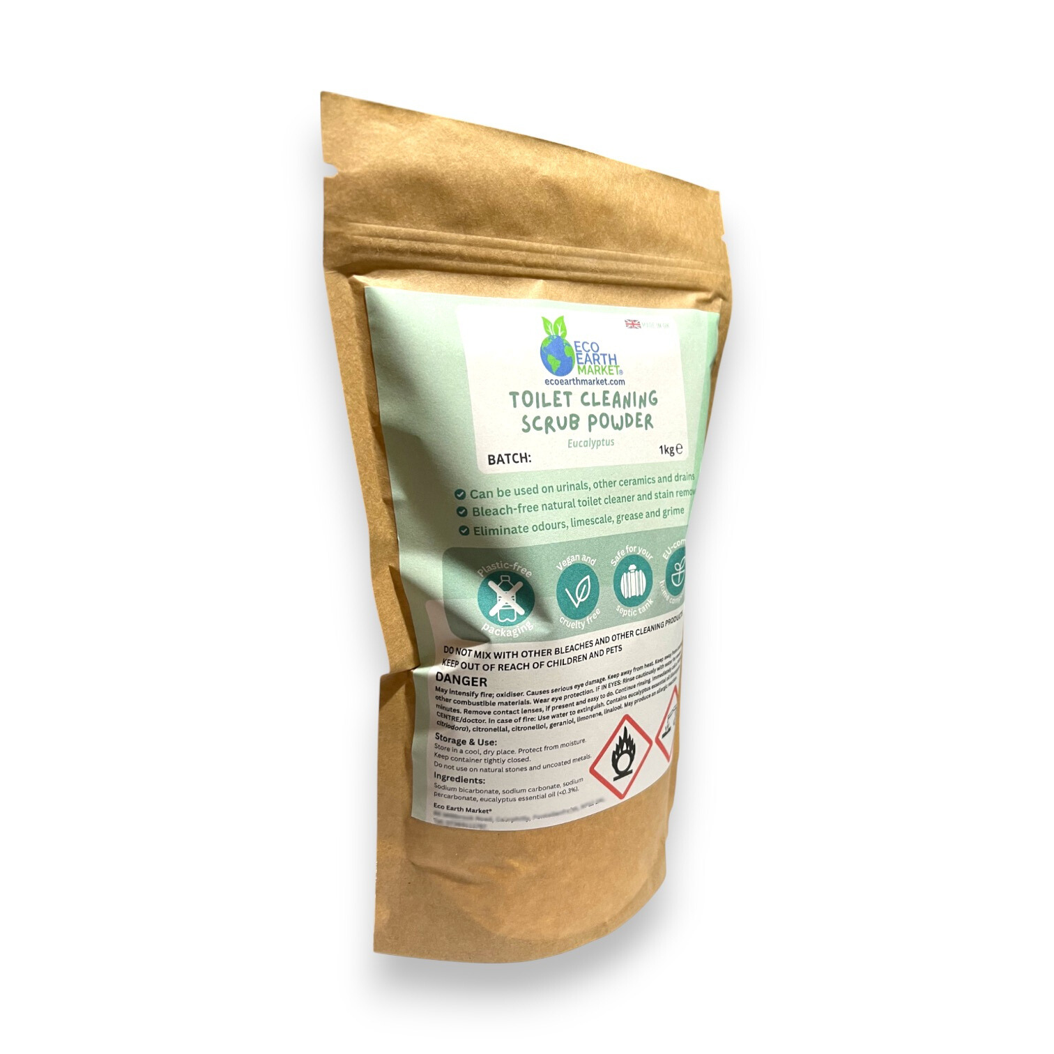 Eco Earth Market - Wholesale Toilet Cleaner - Eucalyptus Toilet Cleaning Scrub Powder 1kg1