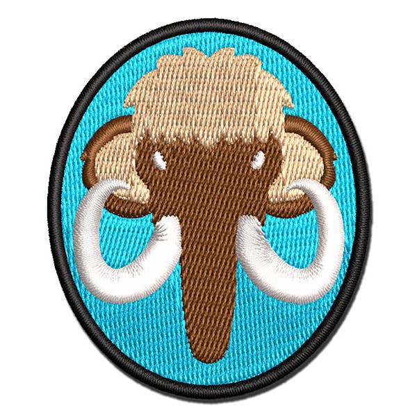 Wooly Mammoth Head Multi-Color Embroidered Iron-On Patch Applique for wholesale by Sniggle Sloth