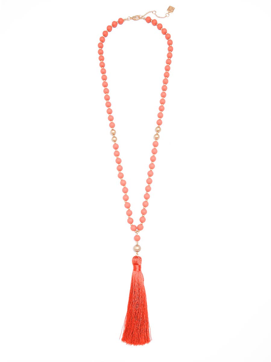 ZENZII Jewelry - Wholesale Beaded/Pearl Necklace - Matte Beaded Necklace With Tassel0