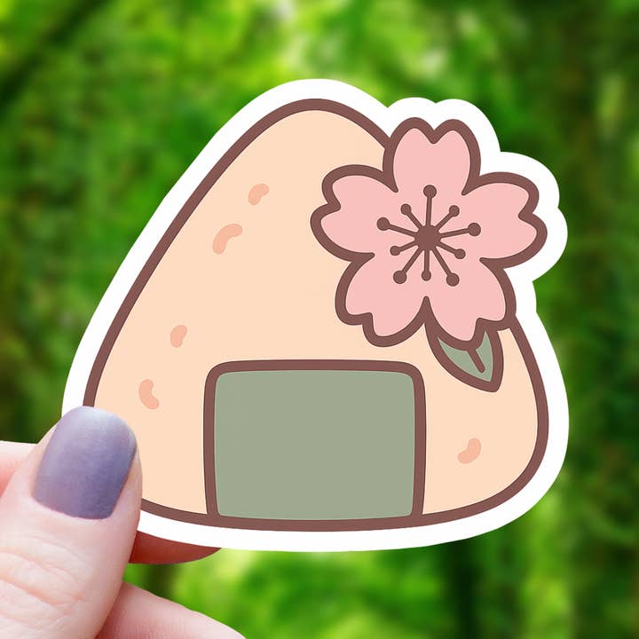 Cherry Blossom Onigiri Sticker - 3 for wholesale by Mimic Gaming Co