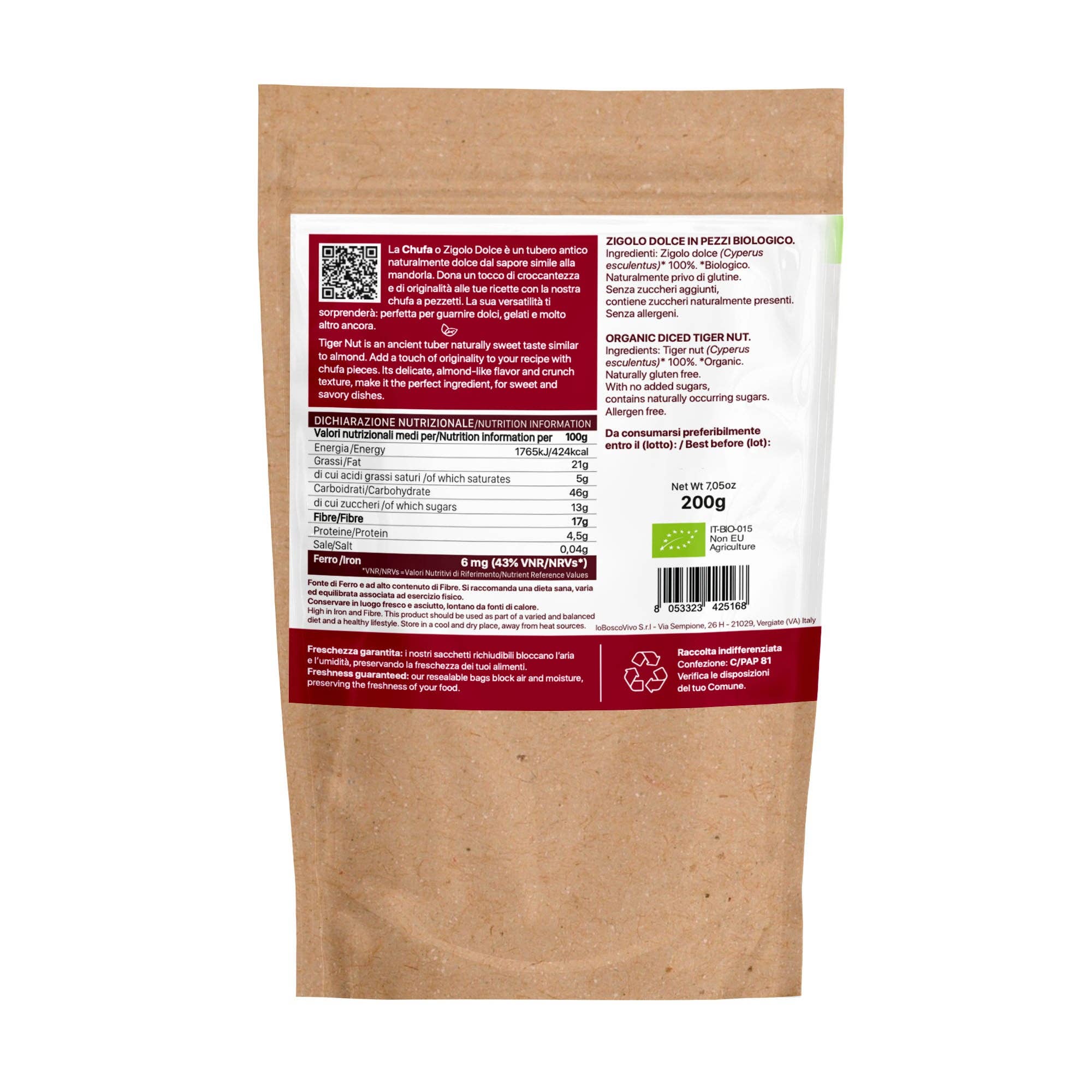 IoBoscoVivo - Wholesale Breakfast Cereal - Chufa Crunchy BIO 200g | Ideal for decorating Cakes, Cookies, and Bars4