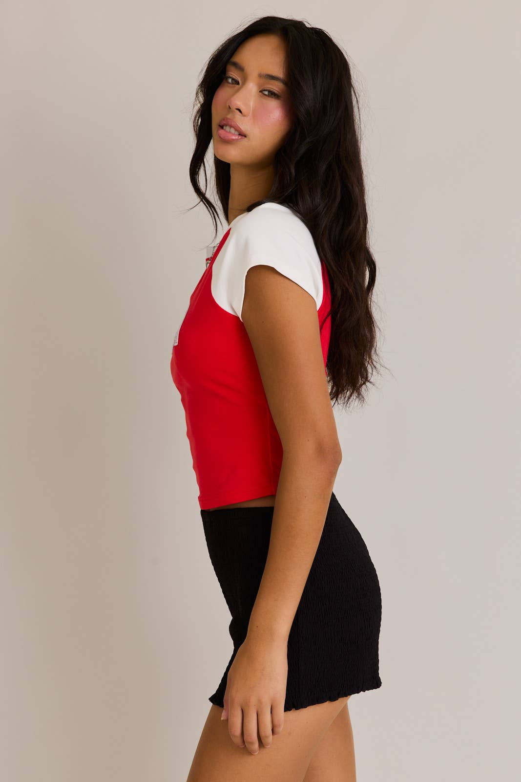 LE LIS - Wholesale Screen Printed T-Shirt - Women's - CAP SLEEVE USA BABY TEE8