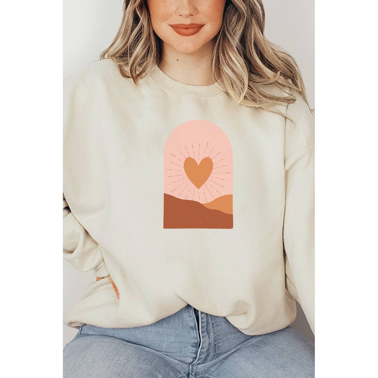 Kissed Apparel - Wholesale Graphic Sweatshirt - Women's - Boho Heart Sunrise Valentine Graphic Sweatshirt7