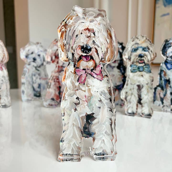 Chelsea McShane Art - Wholesale Decorative Tabletop Object - "Doodle Pink Bow" acrylic shelfie