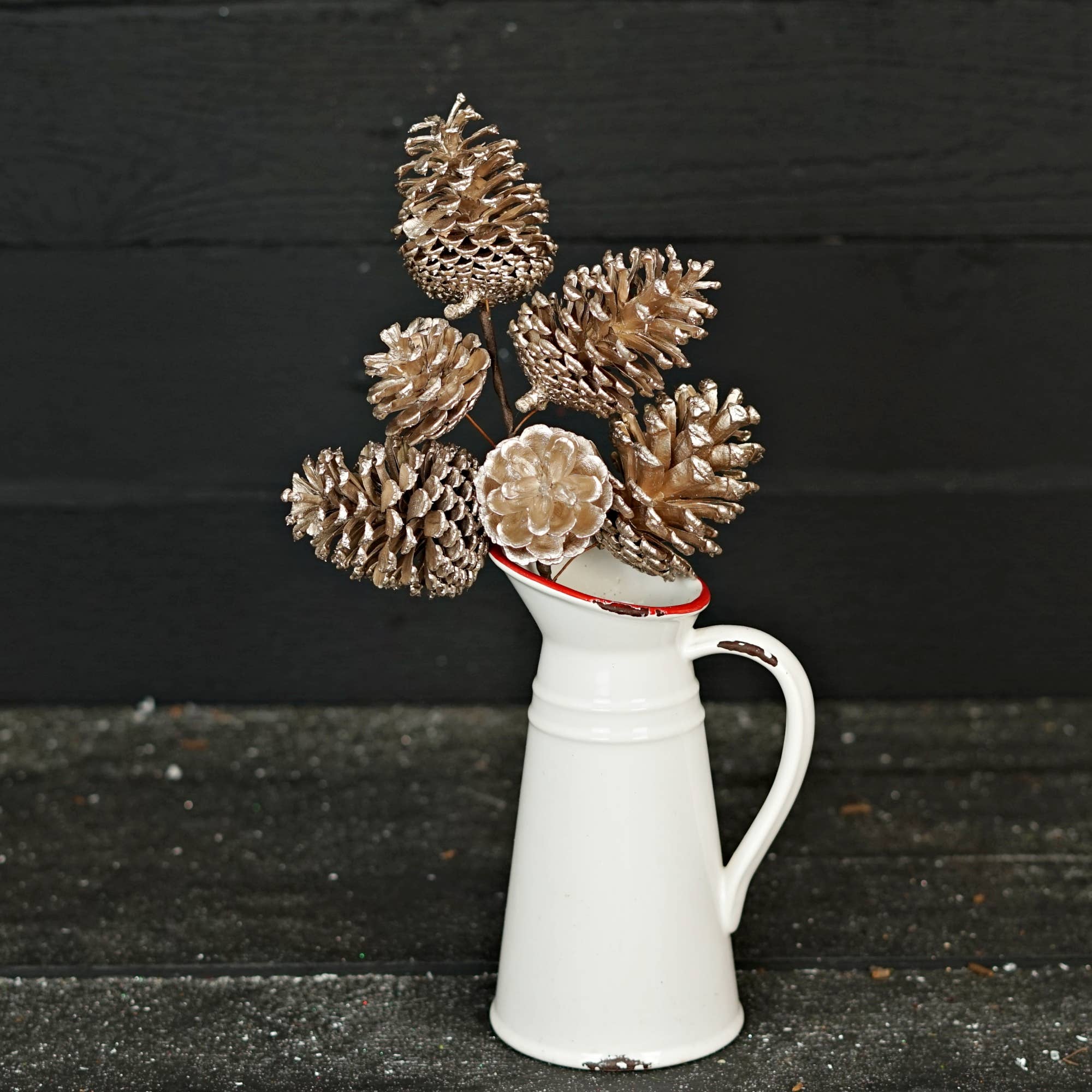 Holiday Depot Inc. - Wholesale Christmas Decoration - 570131- 14.5inL Champagne Glitter Pinecone Spray-6