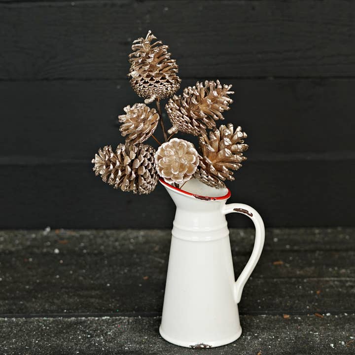 Holiday Depot Inc. - Wholesale Christmas Decoration - 570131- 14.5inL Champagne Glitter Pinecone Spray-6