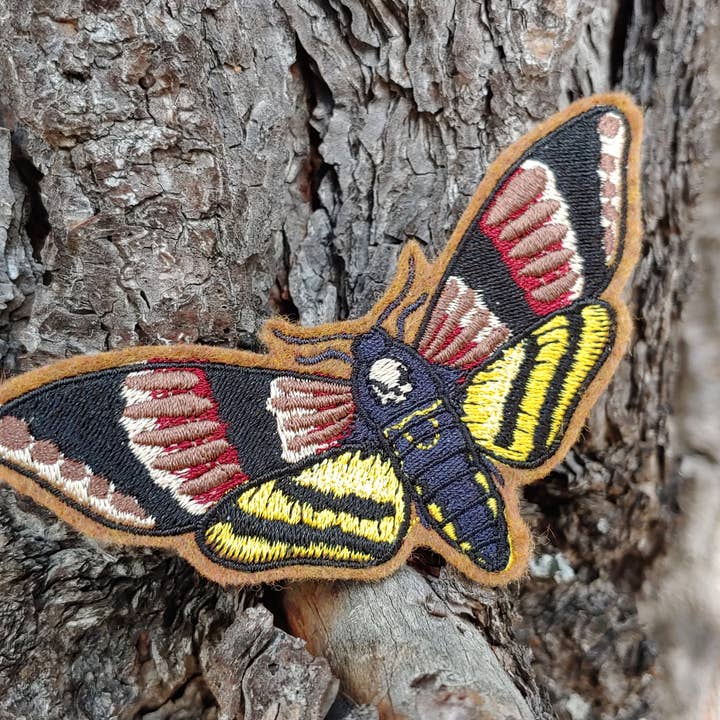 Project Pinup - Wholesale Patch - Death Head Hawkmoth Embroidered Iron On Patch