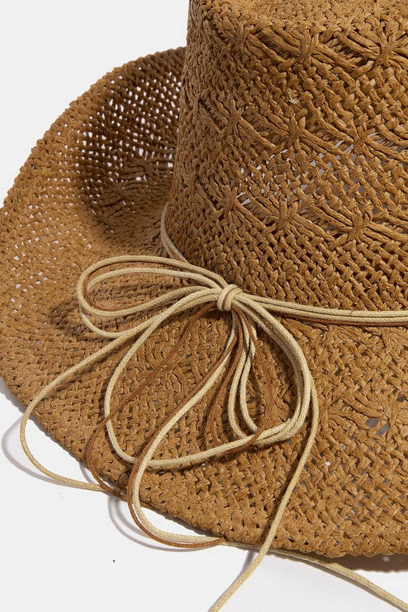 Collections by Fame Accessories - Wholesale Straw Hat - Women's - Mixed Beaded And Rope Western Fedora Straw Hat5