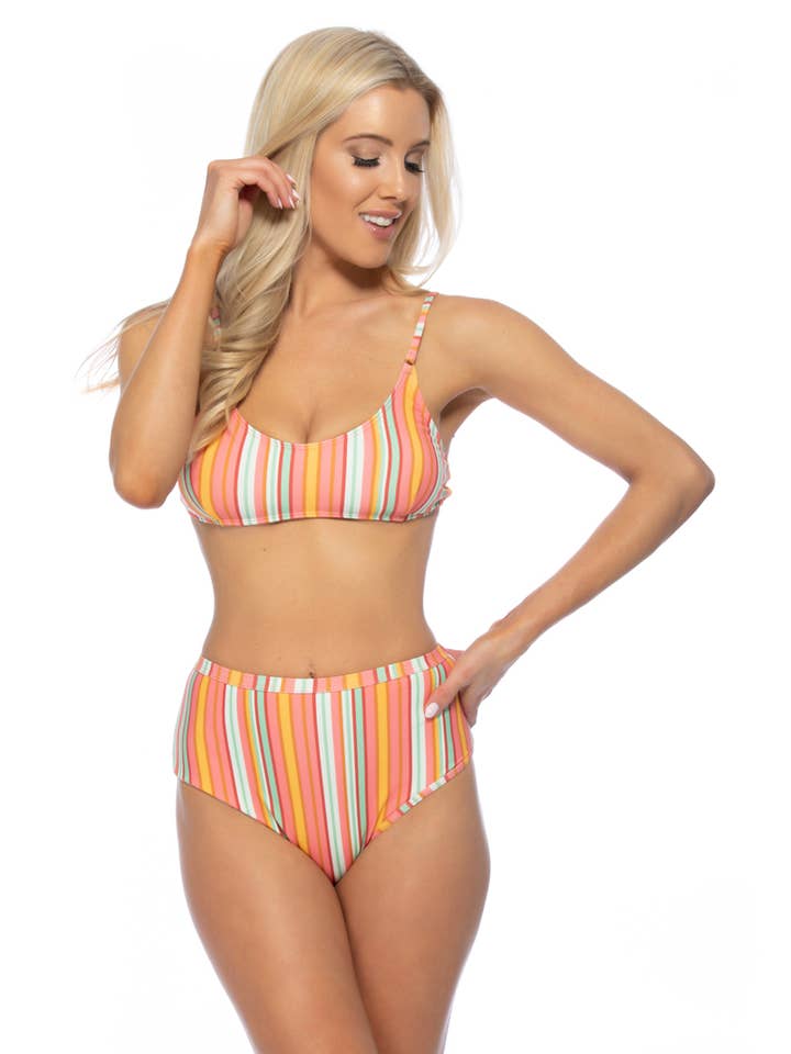522075-RANDIG BIKINISATS MED HÖG MIDJA för wholesale av Pick Pink
