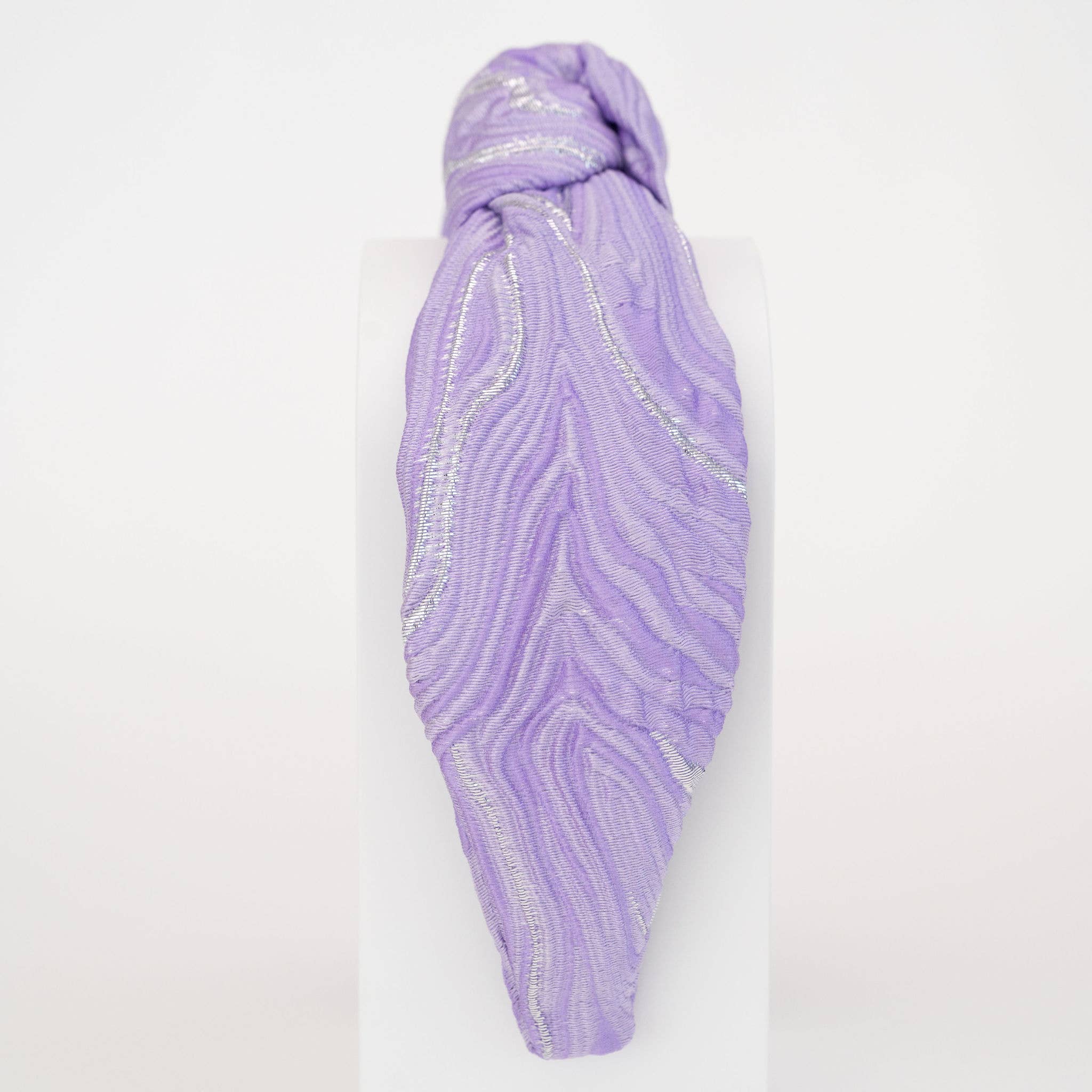 La Bella - Wholesale Fashion Headband - Women's - Lavender Swirl Jacquard Knotted Headband3
