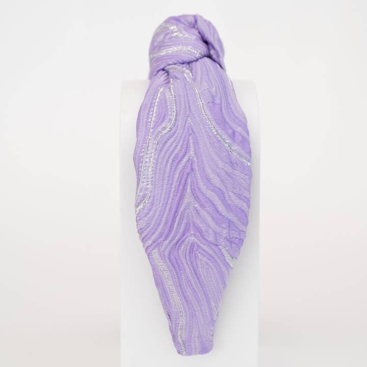 La Bella - Wholesale Fashion Headband - Women's - Lavender Swirl Jacquard Knotted Headband3