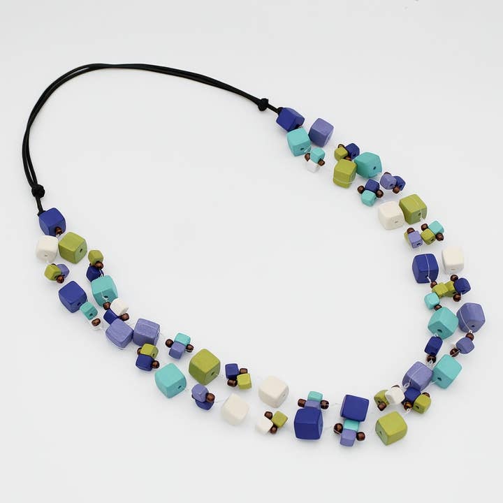 Sylca Designs - Wholesale Beaded/Pearl Necklace - Shades of Blue Lia Floating Bead Necklace