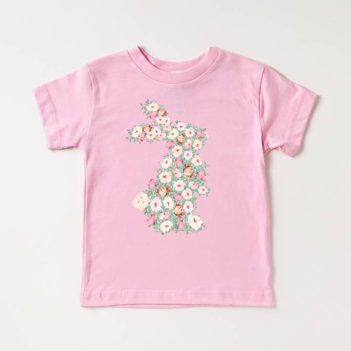 Easter Bunny Cotton Tail Floral rabbit Kids Easter Shirt for wholesale by Benny & Ray Apparel