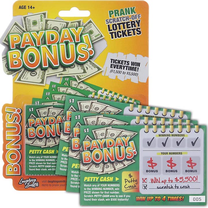 10 x Payday Bonus Prank Lottery Ticket for wholesale by Smith Brands
