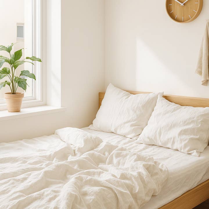 Q VITA - Wholesale Bedding Set - 80%TENCEL 20% Linen Duvet Cover Set - Oatmeal2