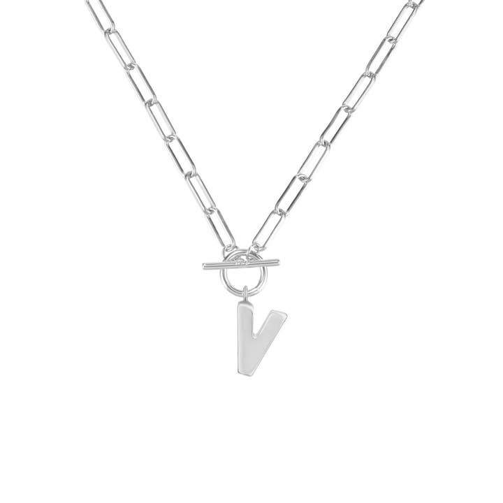 Toggle Initial Necklace in Silver for wholesale on Faire25