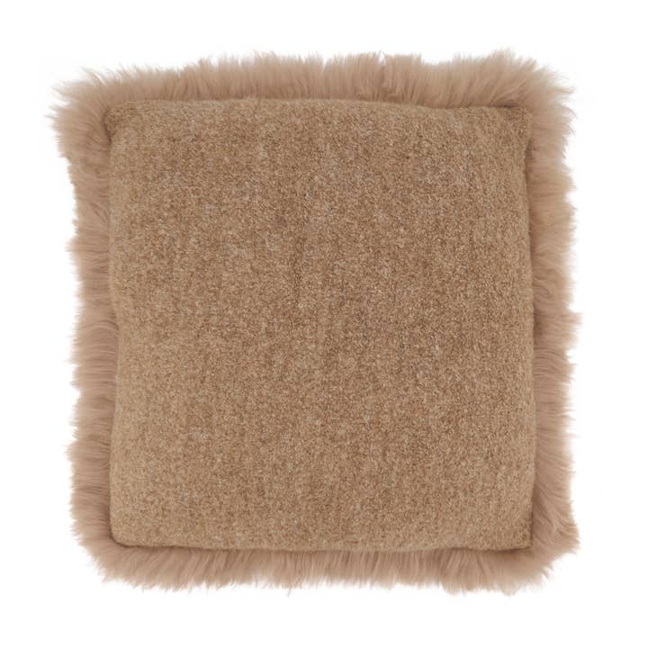 Almohada de piel de llama con borde de piel de cordero, rellena de poliéster para venta al por mayor de Saro Lifestyle