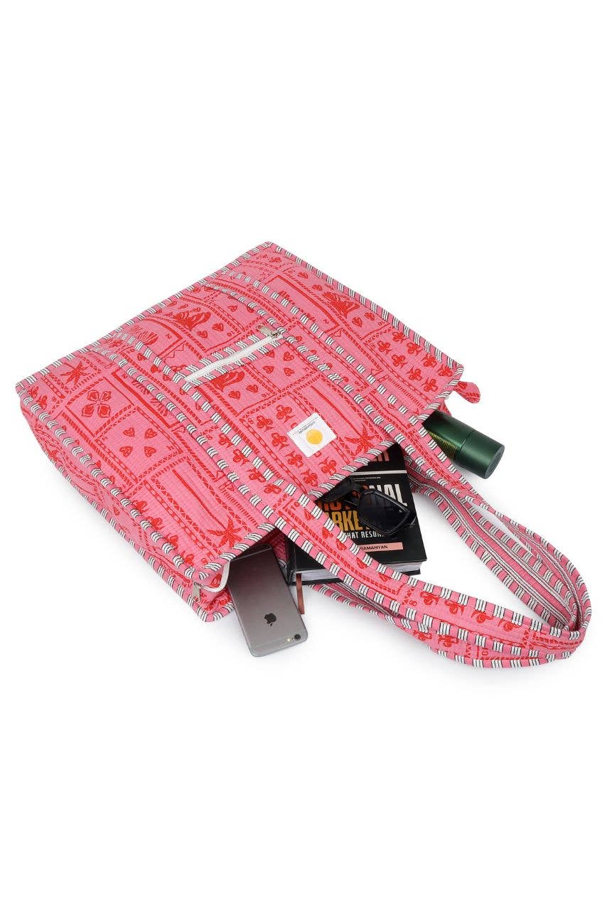 Hi Handmade - Wholesale Tote bag – Women's - Cotton Tote Bag With Zip - Pink Suits2