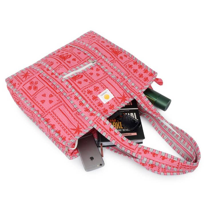 Hi Handmade - Wholesale Tote bag – Women's - Cotton Tote Bag With Zip - Pink Suits2