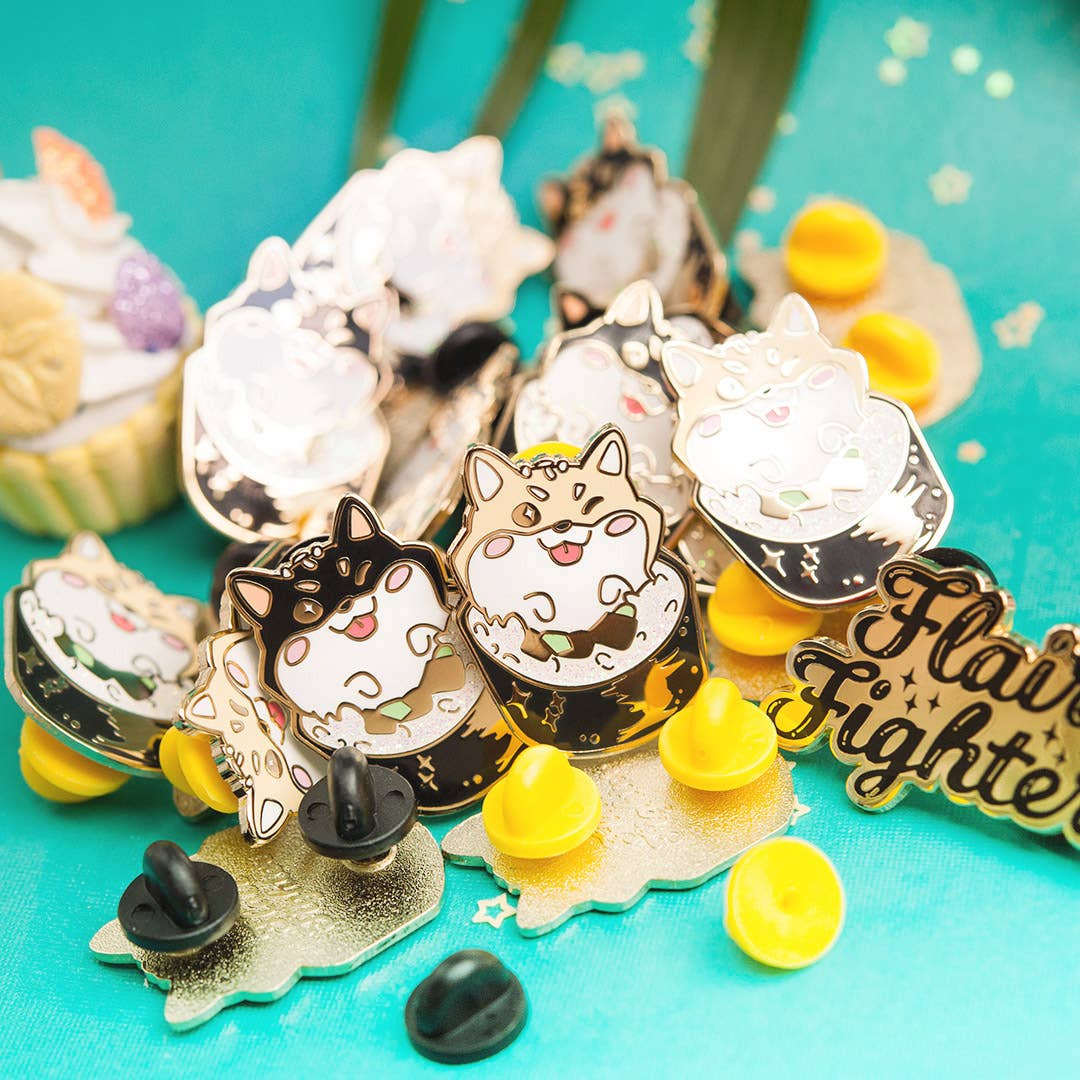 Flair Fighter - Venta al por mayor Botón/prendedor - Pin esmaltado Shiba Inu (negro y tostado) Maki Sushi Roll, mamá de perro5