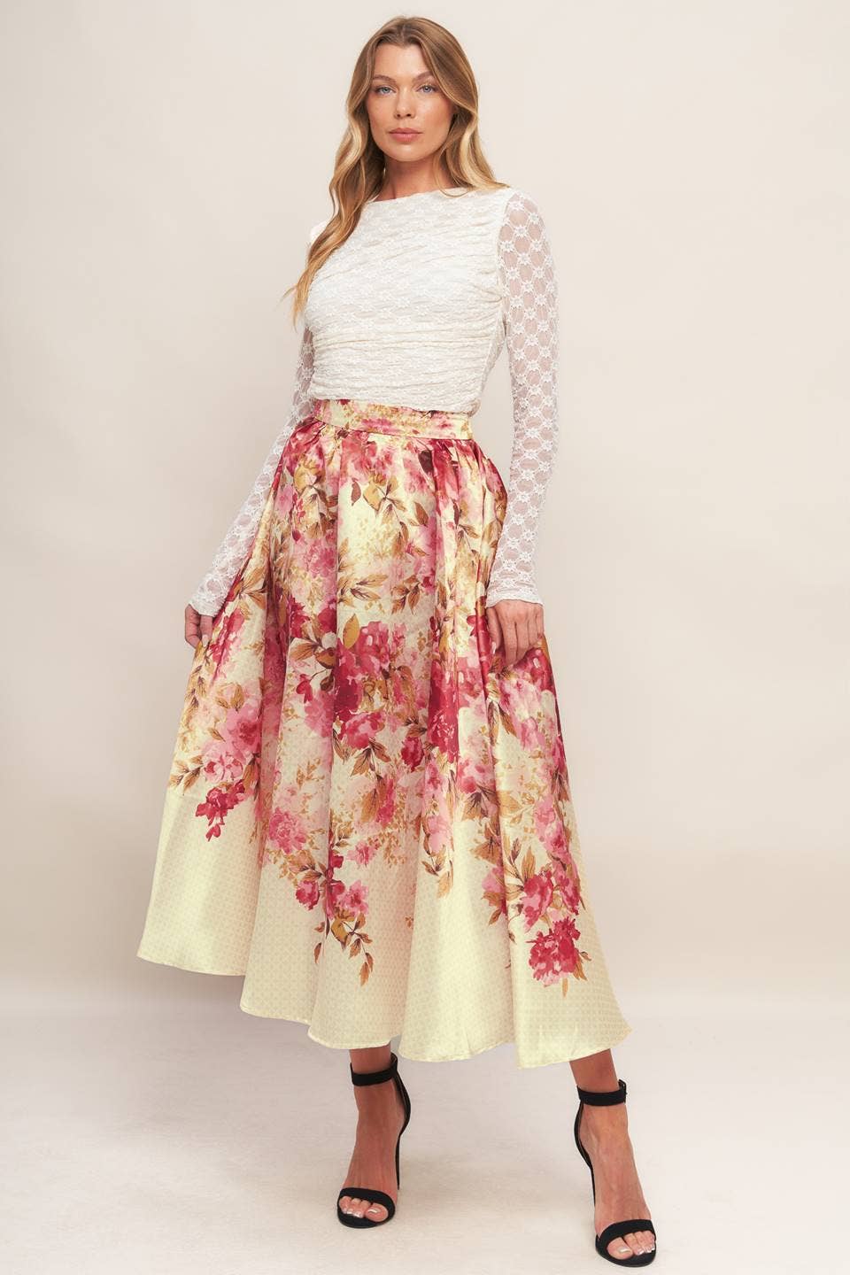 IVORY A printed woven full midi skirt - IK7705 for wholesale on Faire4