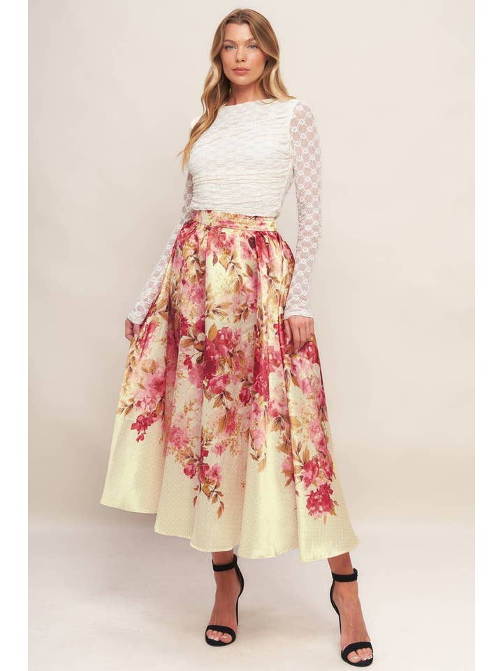 IVORY A printed woven full midi skirt - IK7705 for wholesale on Faire4