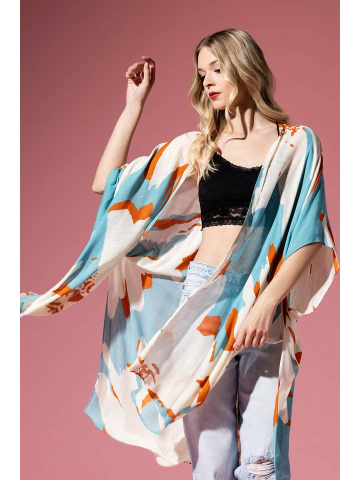 Urbanista - Vente Kimono – femme - Kimono long à imprimé floral ample1