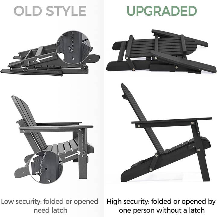 Black Folding Adirondack Chair Set of Two for Outdoors for wholesale on Faire5