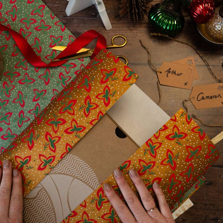 Goldene Tri-Leaf Geschenkverpackung für den Großhandel von Bollywood Christmas