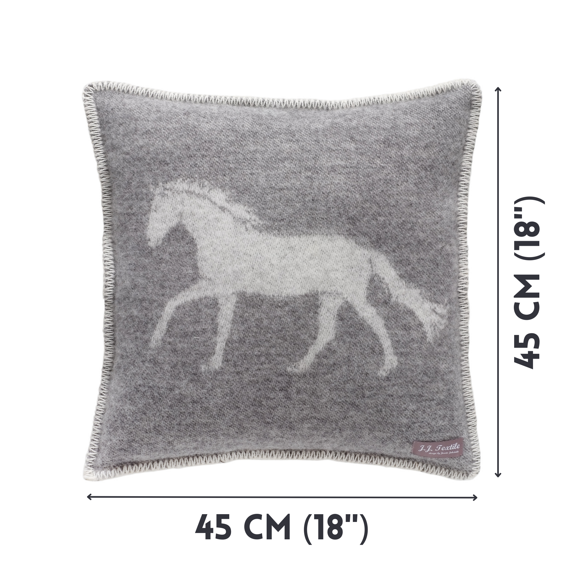 JJ Textile - Wholesale Throw Pillow Cover - Horse Soft Grey Pure Wool Cushion Covers4