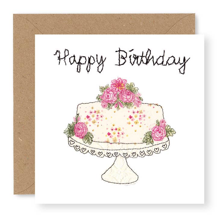 Cake on stand for wholesale by Jane Buurman Handmade (Greetings Cards)